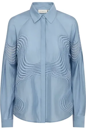 Copenhagen Muse Dames, Blouses & Shirts, Blauw, Maat: L Poliester