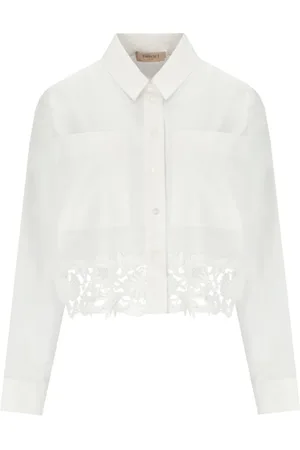 Twin-Set Dames, Blouses & Shirts, Wit, Maat: M Katoen