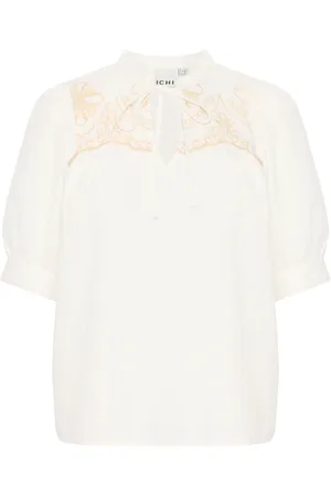 Ichi Dames, Blouses & Shirts, Wit, Maat: L Katoen
