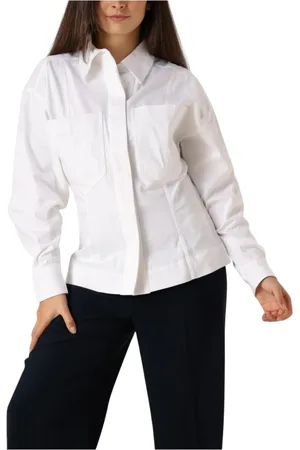 Copenhagen Muse Dames, Blouses & Shirts, Wit, Maat: L Katoen