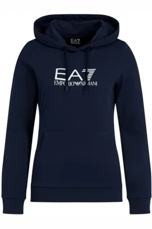 EA7 Dames, Sweatshirts & Hoodies, Blauw, Maat: XS Katoen