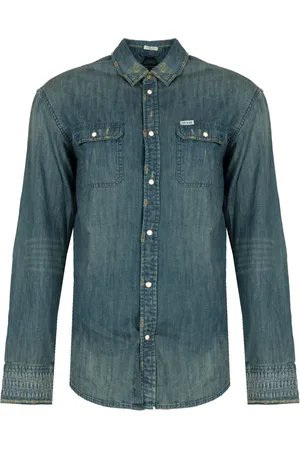 Guess Heren, Overhemden, Blauw, Maat: S Denim