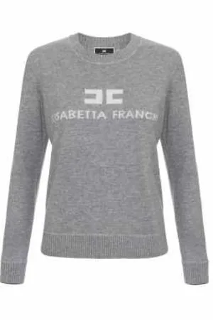 Elisabetta Franchi Dames, Truien, Grijs, Maat: XL Wol