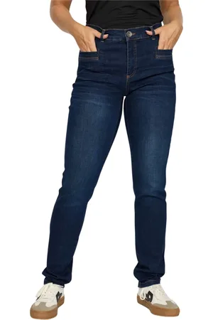 2-Biz Dames, Jeans, Blauw, Maat: 3XL Katoen