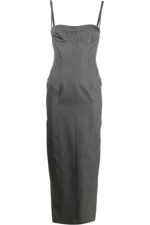 Thom Browne Dames, Jurken, Grijs, Maat: 2XS Gabardine