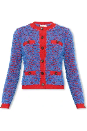 Tory Burch Dames, Truien, Blauw, Maat: L Katoen
