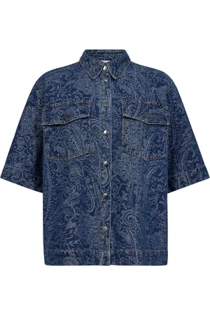 Co`Couture Dames, Blouses & Shirts, Blauw, Maat: S Denim