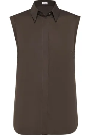 Brunello Cucinelli Dames, Blouses & Shirts, Bruin, Maat: M Katoen