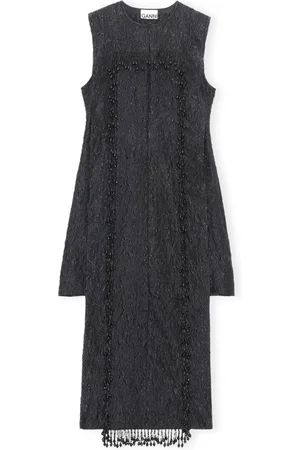 Ganni Dames, Jurken, Zwart, Maat: S Nylon