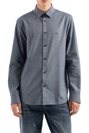 Emporio Armani Heren, Overhemden, Blauw, Maat: S Katoen
