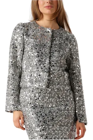 Co`Couture Dames, Jassen, Grijs, Maat: M Leer