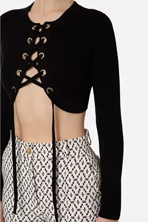 Elisabetta Franchi Dames, Truien, Zwart, Maat: M Acryl