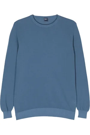 FEDELI Heren, Truien, Blauw, Maat: 2XL Katoen