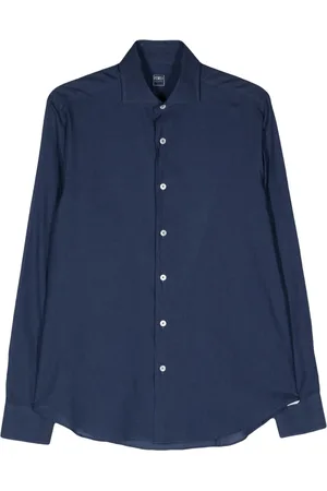 FEDELI Heren, Overhemden, Blauw, Maat: XL Katoen