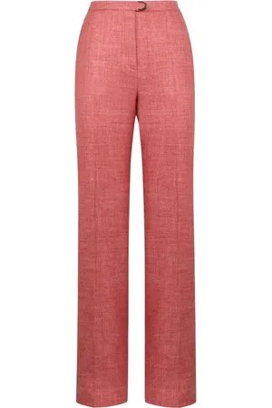 Agnona Dames, Broeken, Rood, Maat: S Linnen
