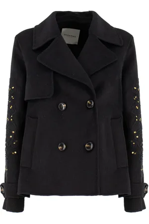 ERMANNO SCERVINO Dames, Mantels, Zwart, Maat: S Wol