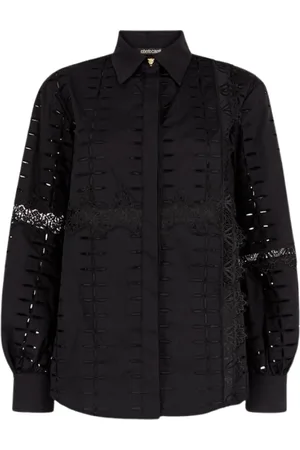 Roberto Cavalli Dames, Blouses & Shirts, Zwart, Maat: L Katoen