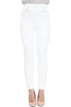 Elisabetta Franchi Dames, Broeken, Wit, Maat: L Katoen