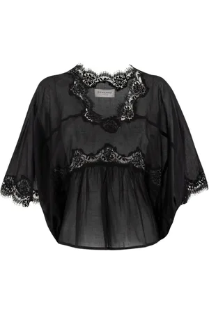 ERMANNO SCERVINO Dames, Blouses & Shirts, Zwart, Maat: S Katoen