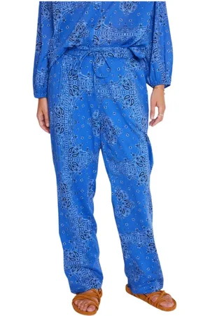 Berenice Dames, Broeken, Blauw, Maat: XS Katoen