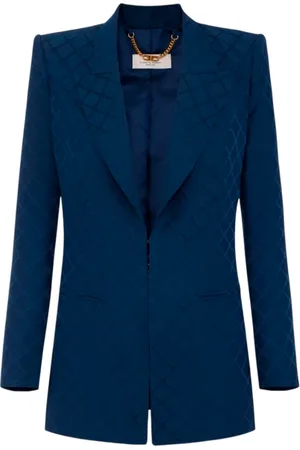 Elisabetta Franchi Dames, Jassen, Blauw, Maat: L Satijn