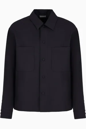 Emporio Armani Heren, Overhemden, Zwart, Maat: M Wol