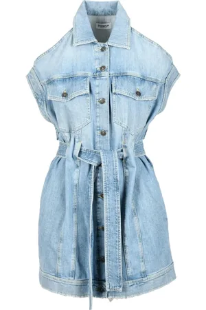 Dondup Dames, Jurken, Blauw, Maat: S Denim