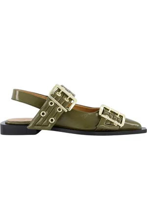 Ganni Dames, Schoenen, Groen, Maat: 36 EU Leer