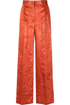 Msgm Dames, Broeken, Oranje, Maat: S Satijn