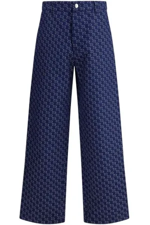 Gucci Heren, Broeken, Blauw, Maat: M Katoen