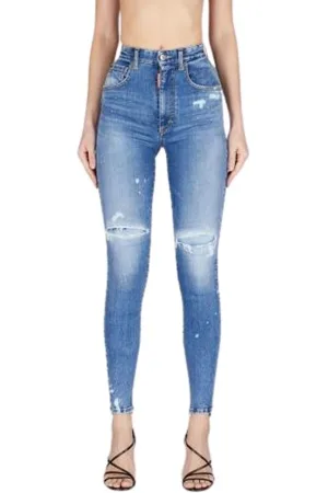 Dsquared2 Dames, Jeans, Blauw, Maat: 2XS Katoen