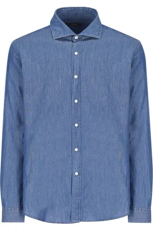 FAY Heren, Overhemden, Blauw, Maat: L Denim