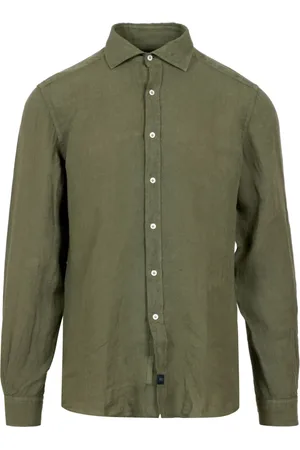 FAY Heren, Overhemden, Groen, Maat: 3XL Linnen