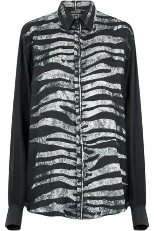 Roberto Cavalli Heren, Overhemden, Zwart, Maat: 3XL Zijde