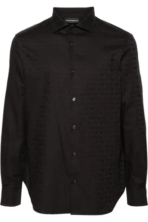 Emporio Armani Heren, Overhemden, Zwart, Maat: S Katoen