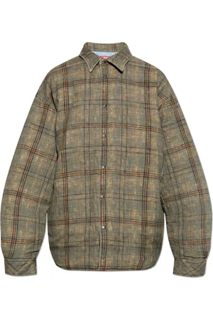Diesel Heren, Jassen, Grijs, Maat: 2XL Katoen