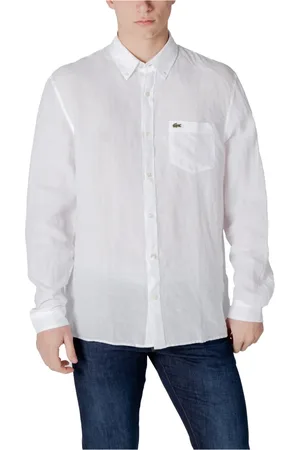 Lacoste Heren, Overhemden, Wit, Maat: 4XL Linnen