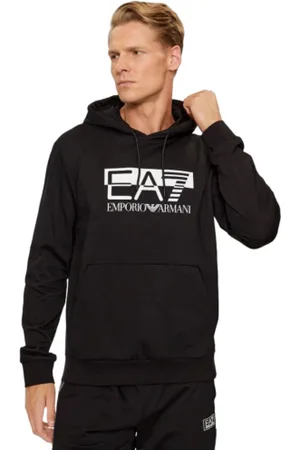 EA7 Heren, Sweatshirts & Hoodies, Zwart, Maat: XL Katoen