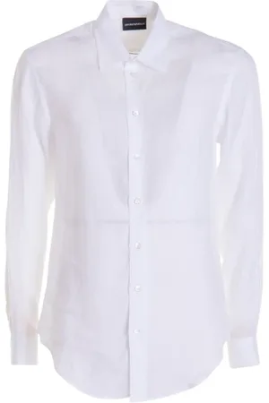 Emporio Armani Heren, Blouses & Shirts, Wit, Maat: 2XL Linnen