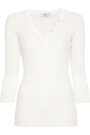 Elisabetta Franchi Dames, Truien, Wit, Maat: M