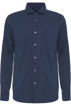 FEDELI Heren, Overhemden, Blauw, Maat: 2XL Katoen