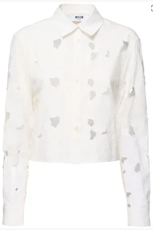Msgm Dames, Blouses & Shirts, Wit, Maat: XS Katoen