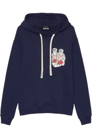 Msgm Heren, Sweatshirts & Hoodies, Blauw, Maat: S Katoen