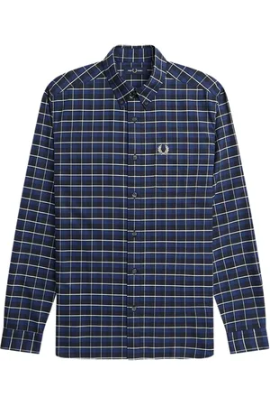 Fred Perry Heren, Overhemden, Blauw, Maat: M Katoen