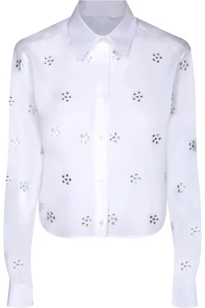 Msgm Dames, Blouses & Shirts, Wit, Maat: M Katoen