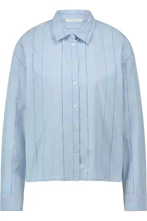 BY-BAR Dames, Blouses & Shirts, Blauw, Maat: S Katoen