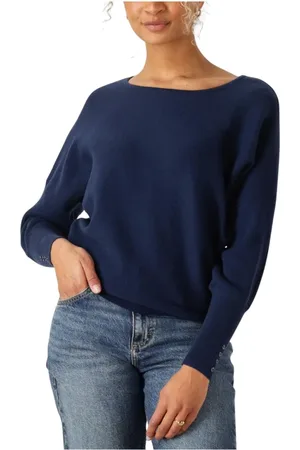 NUKUS Dames, Truien, Blauw, Maat: S Katoen