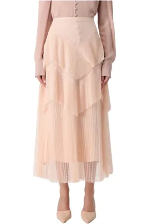 Twin-Set Dames, Rokken, Roze, Maat: S Satijn