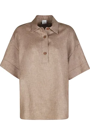 ELEVENTY Dames, Tops, Bruin, Maat: XL Linnen