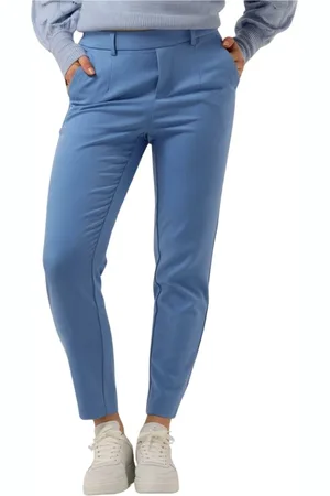 Object Dames, Broeken, Blauw, Maat: XS Viscose
